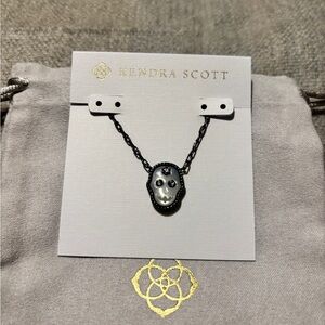 Kendra Scott NWT Skeleton Gunmetal Short Pendant Necklace Mother Of Pearl